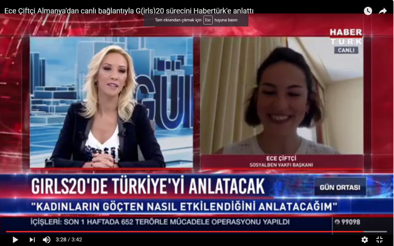 Ece Çiftçi Almanya'dan canlı bağlantıyla G(irls)20 sürecini Habertürk'e anlattı